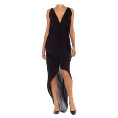 Morphew Collection Black & Gold Silk Chiffon Sexy Grecian Back Chain Gown