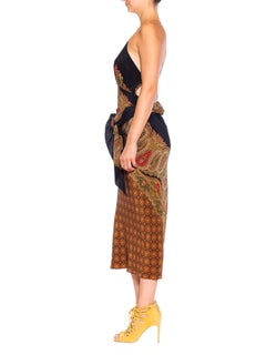 MORPHEW COLLECTION Black, Green & Red Silk Sagittarius One Scarf Dress Made Fro