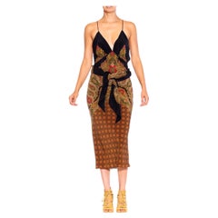 MORPHEW COLLECTION Black, Green & Red Silk Sagittarius One Scarf Dress Made Fro