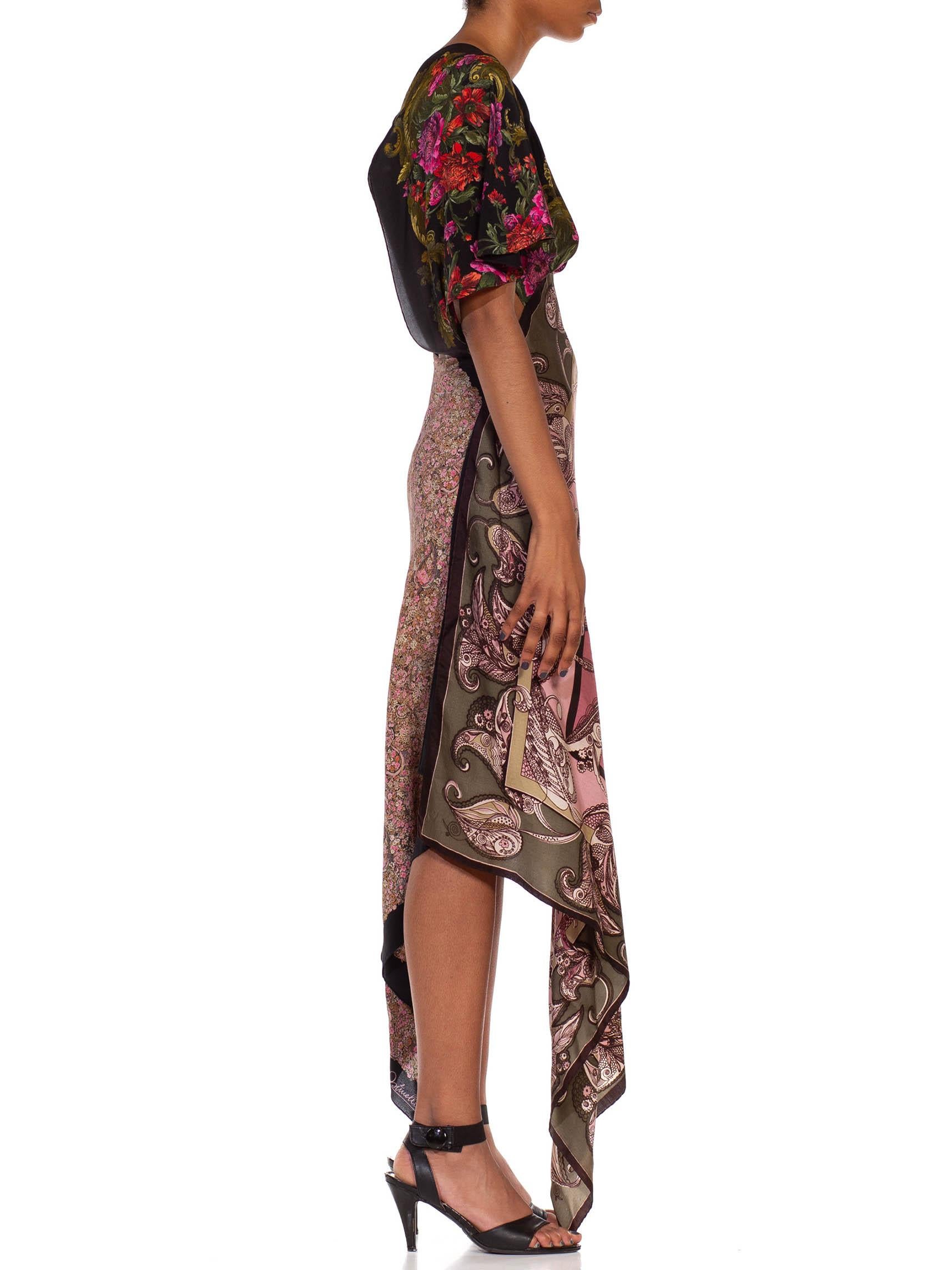 MORPHEW COLLECTION Black Pink & Grey Silk Twill Paisley Floral Print 3-Scarf Dress Made From Vintage Scarves
MORPHEW COLLECTION is made entirely by hand in our NYC Ateliér of rare antique materials sourced from around the globe. Our sustainable