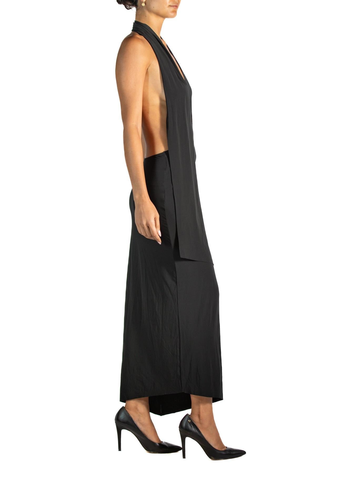 Morphew Collection Black Poly/Nylon Jersey Slinky Wrap Dress In Excellent Condition For Sale In New York, NY