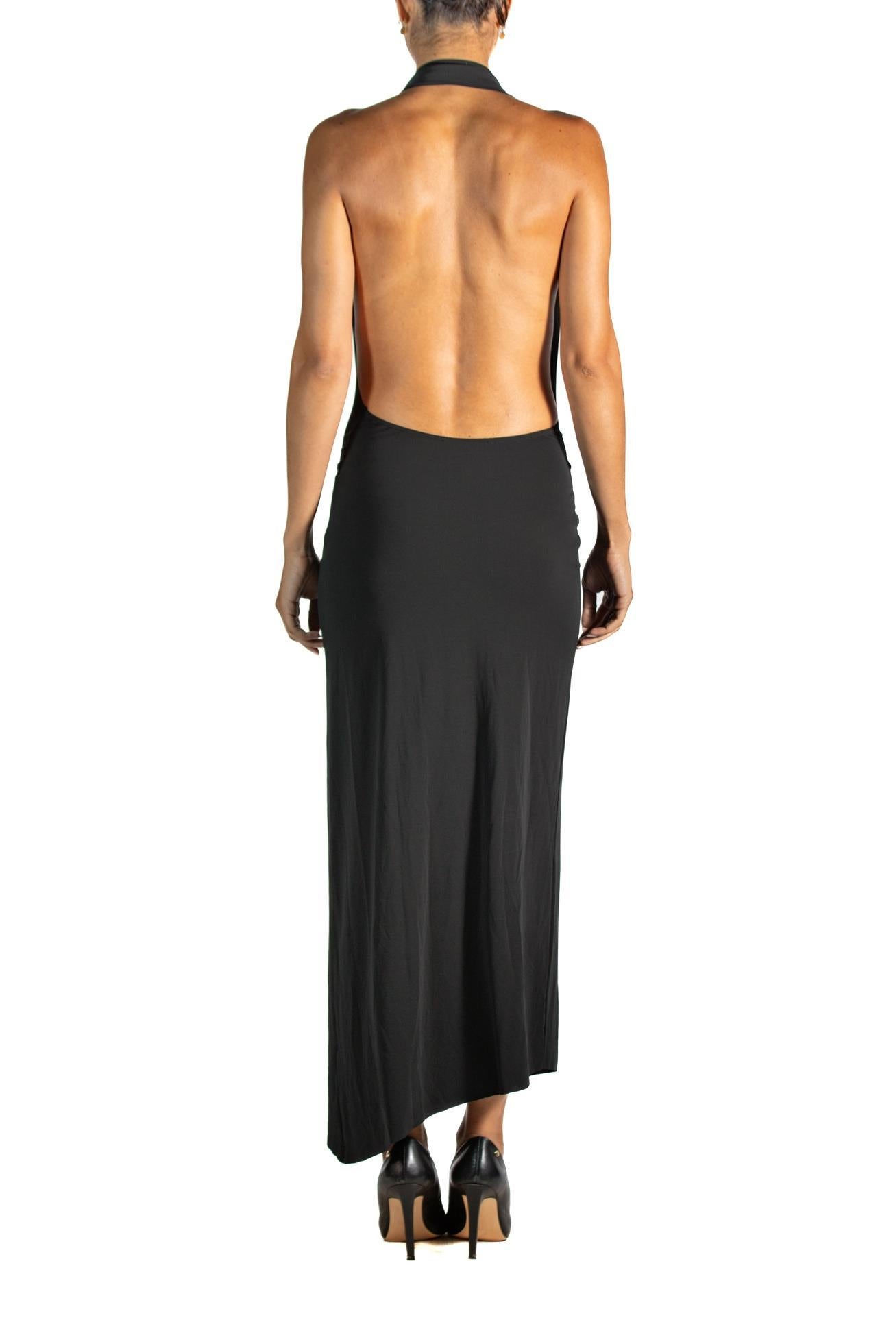 Morphew Collection Black Poly/Nylon Jersey Slinky Wrap Dress For Sale 2