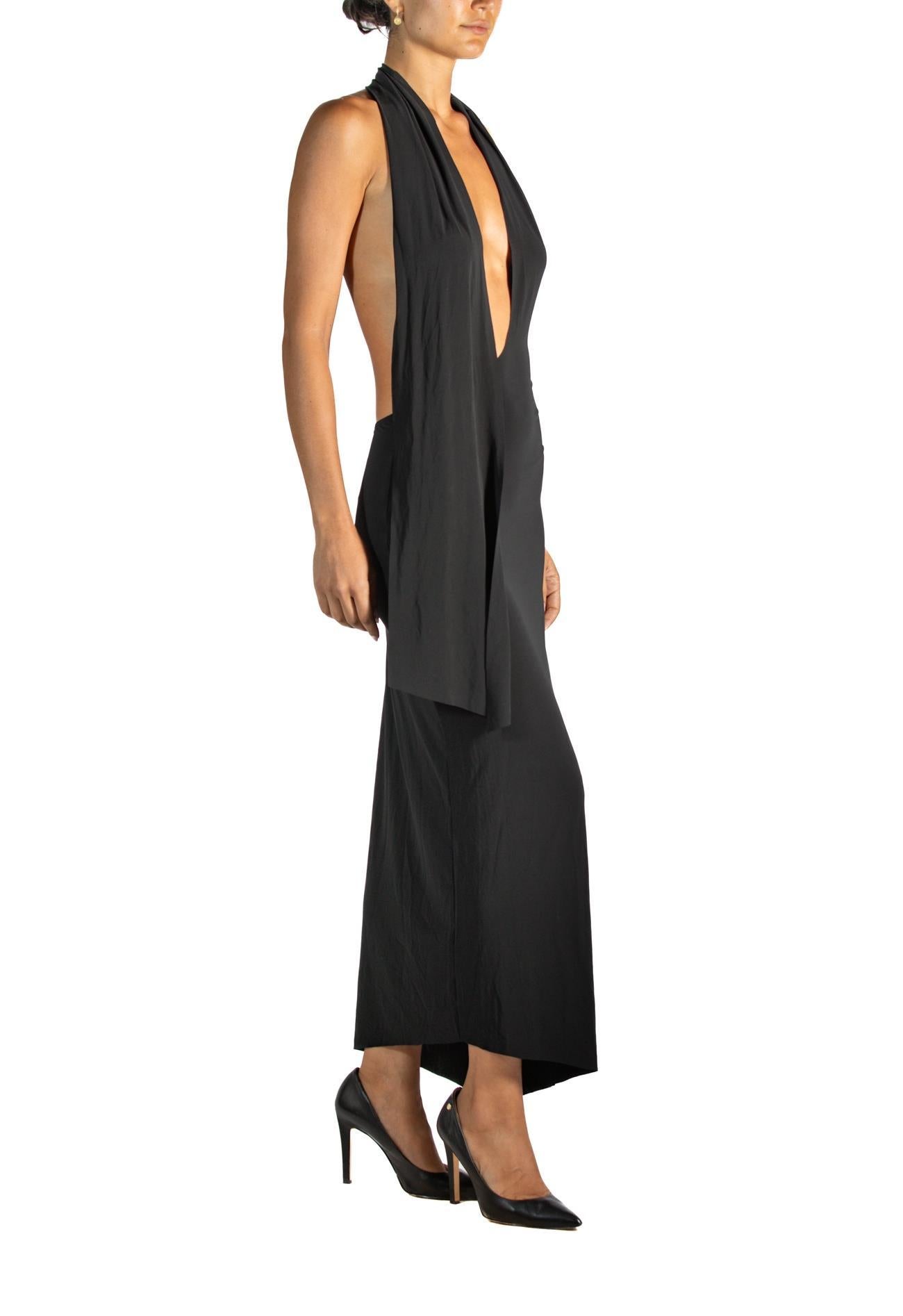 Morphew Collection Black Poly/Nylon Jersey Slinky Wrap Dress For Sale 3