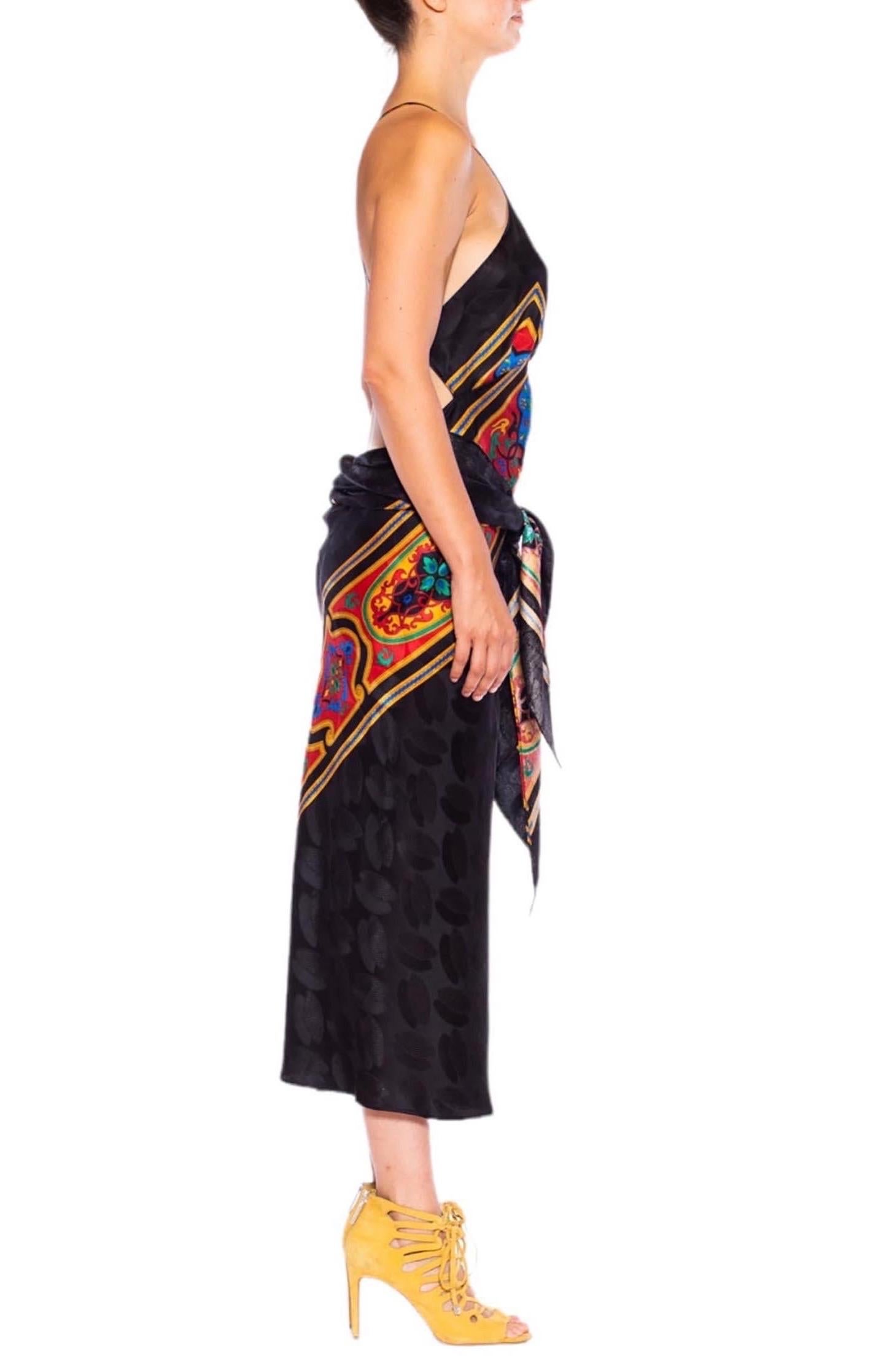 Women's MORPHEW COLLECTION Black & Red Multi  Silk Sagittarius One Scarf Dress Made Fro For Sale