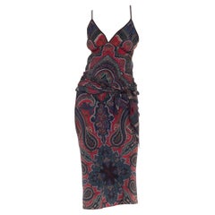 Morphew Collection Black 
Red Silk Paisley Sagittarius Dress Made From Vintage