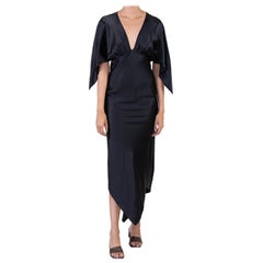 MORPHEW COLLECTION Black Silk Charmeuse Two Scarf Dress