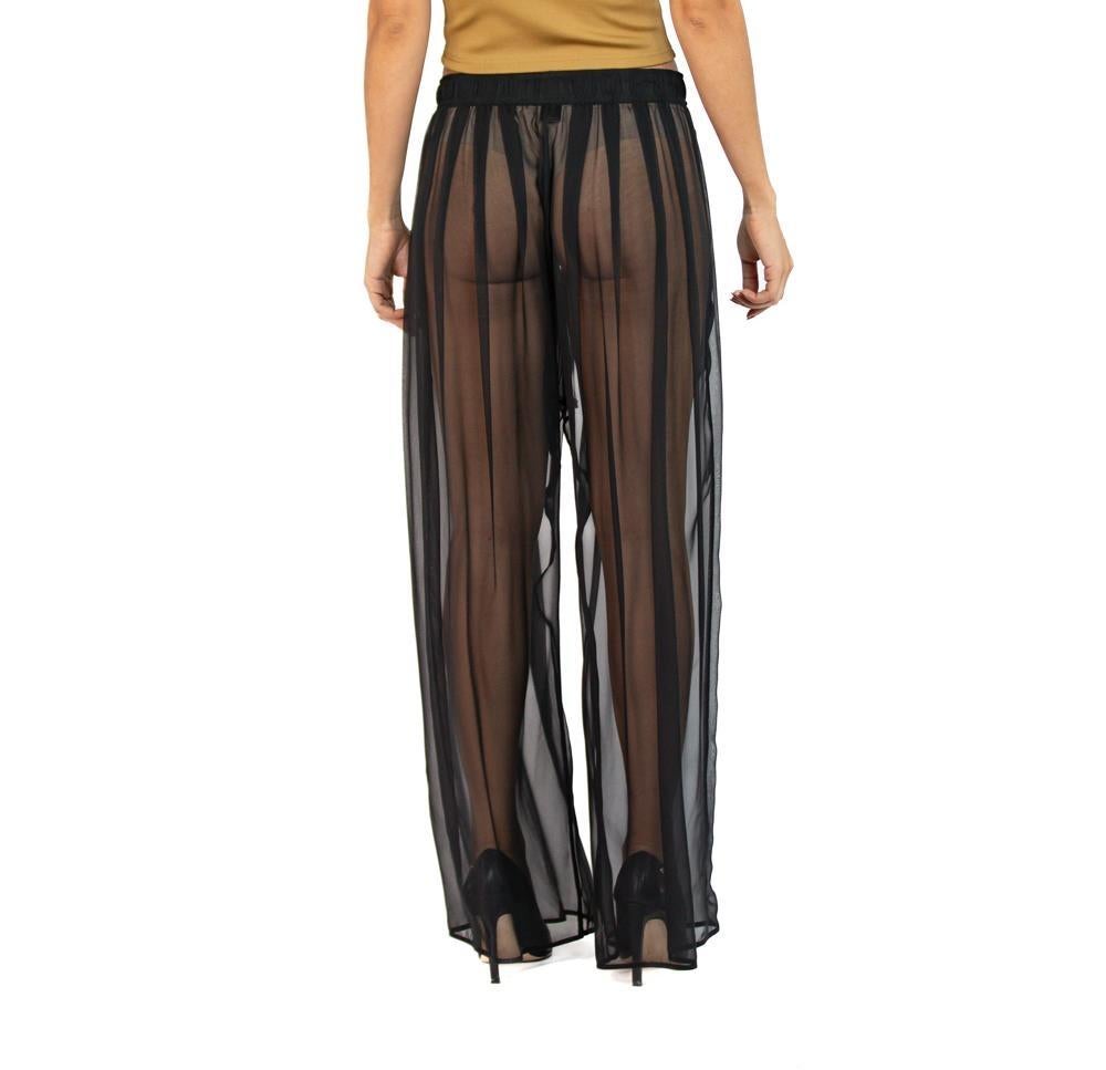 MORPHEW COLLECTION Black Silk Chiffon Oversized Box Pleat Pants In Excellent Condition For Sale In New York, NY