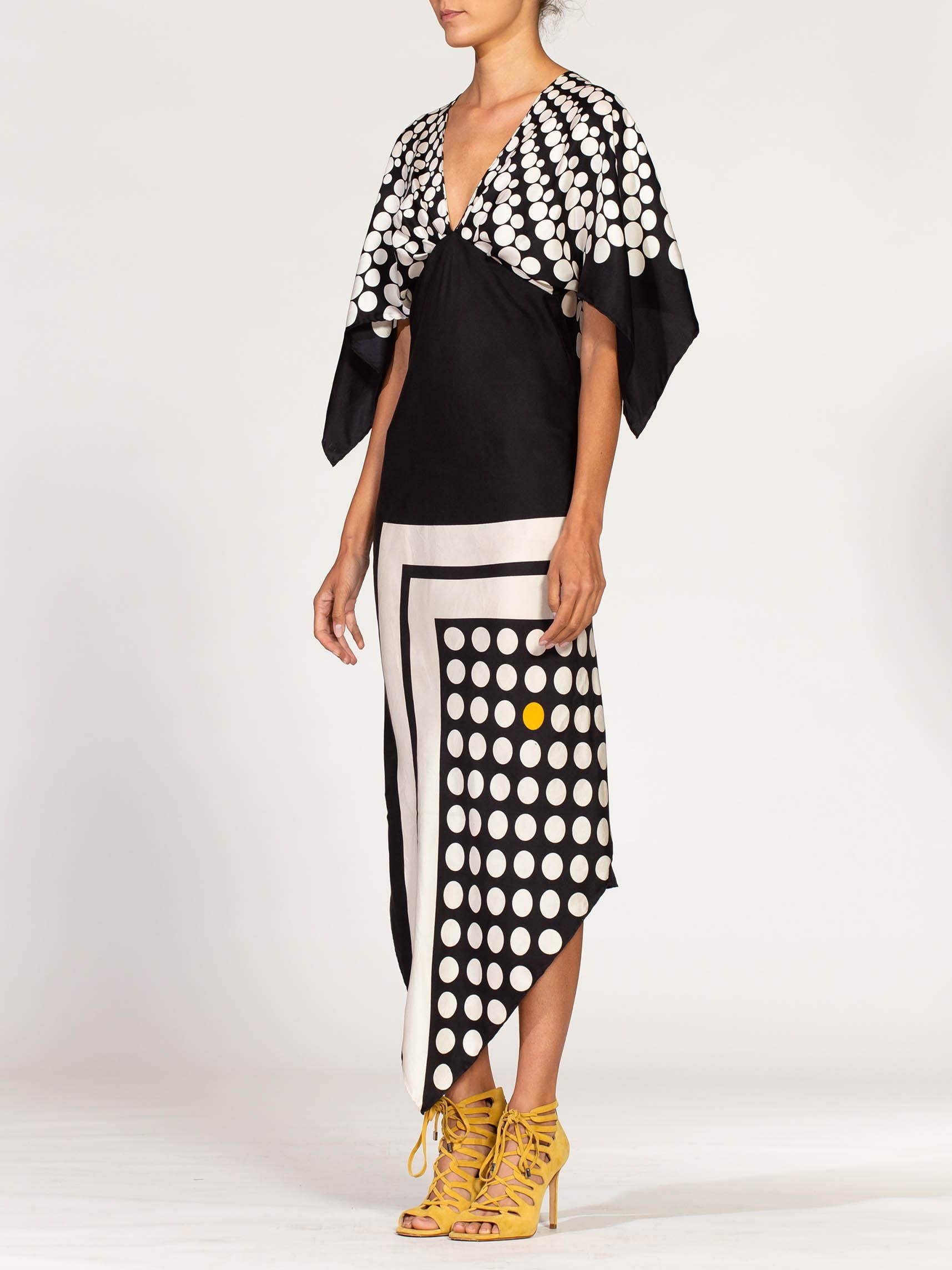 MORPHEW COLLECTION Black & White Bias Cut Silk Twill Two-Scarf Dress 3