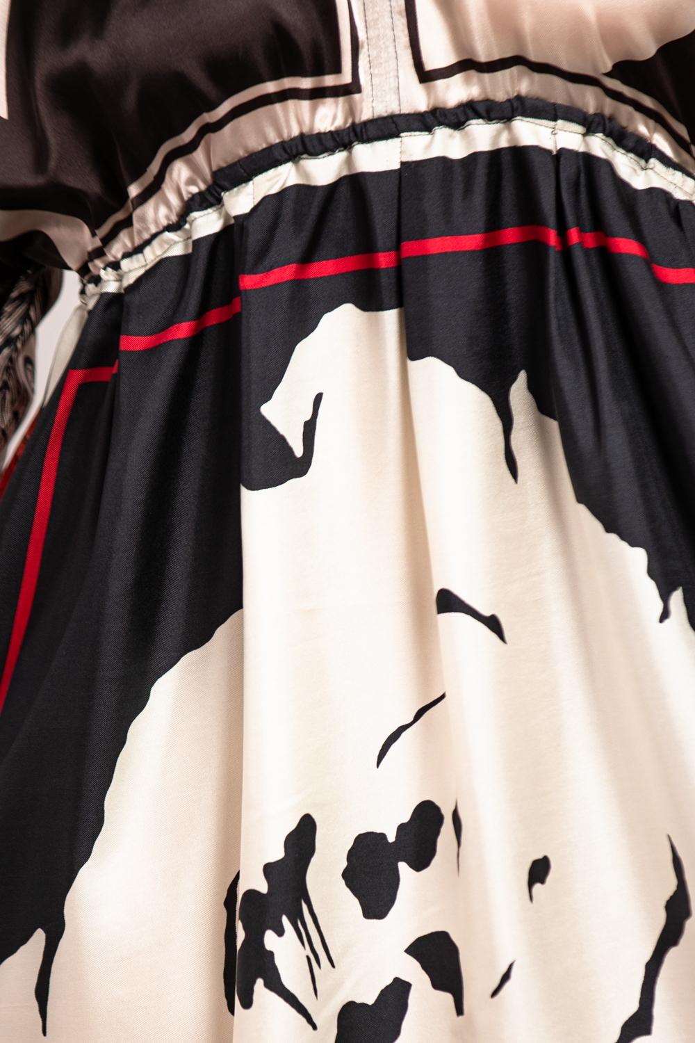 MORPHEW COLLECTION Black & White Geometric Silk Virgo Empire Waist Dress Made F For Sale 5