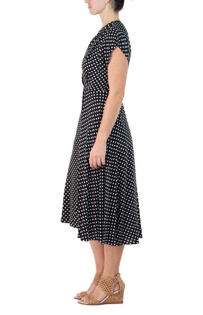 Morphew Collection Black & White Polka Dot Cold Rayon Bias Dress Master Medium In Excellent Condition For Sale In New York, NY
