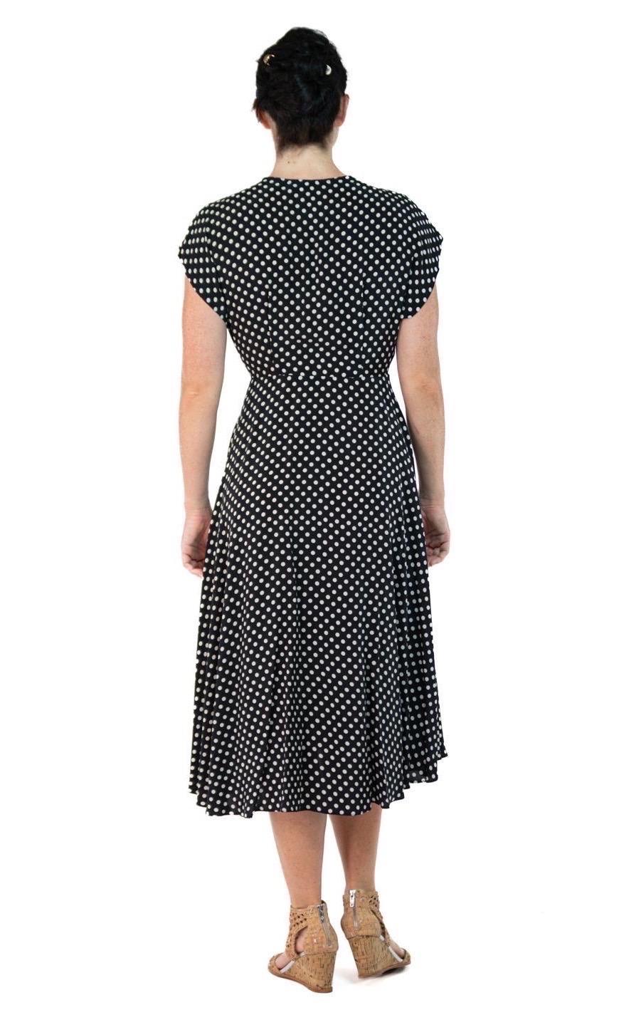 Morphew Collection Black & White Polka Dot Cold Rayon Bias Dress Master Medium For Sale 1