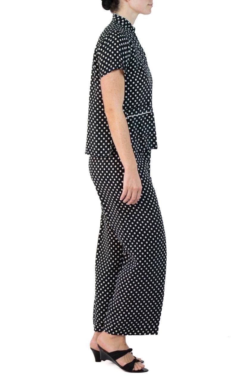 Women's Morphew Collection Black & White Polka Dot Cold Rayon Bias Pajamas Master Medium For Sale