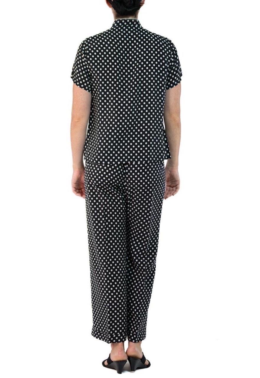 Morphew Collection Black & White Polka Dot Cold Rayon Bias Pajamas Master Medium For Sale 2