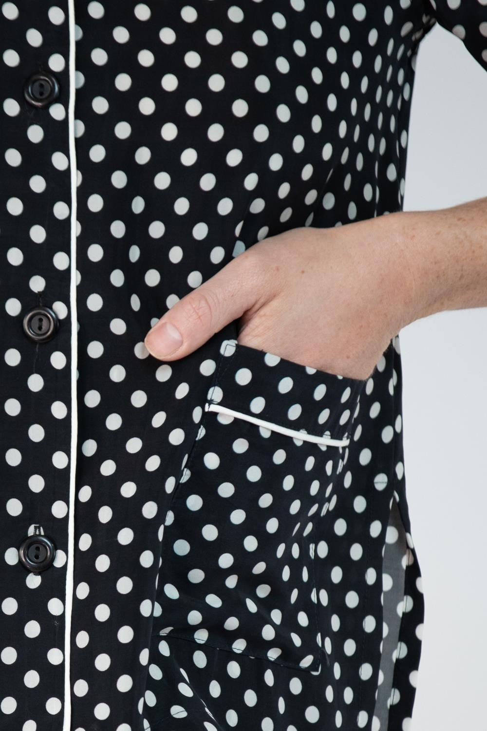 Morphew Collection Black & White Polka Dot Cold Rayon Bias Pajamas Master Medium For Sale 4