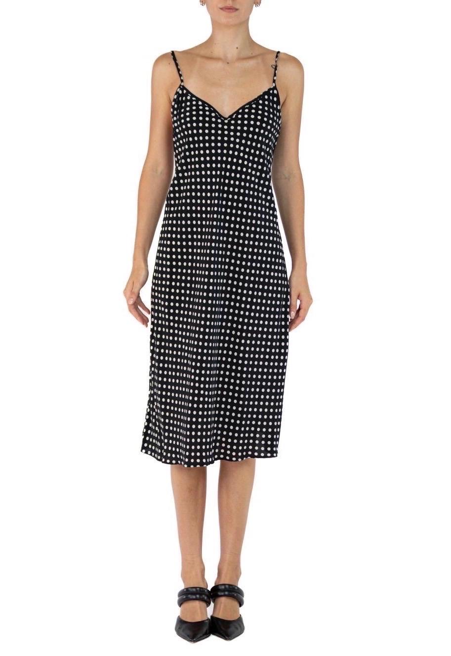 Morphew Collection Black & White Polka Dot Cold Rayon Bias  Slip Dress Master Medium
MORPHEW COLLECTION is made entirely by hand in our NYC Ateliér of rare antique materials sourced from around the globe. Our sustainable vintage materials represent
