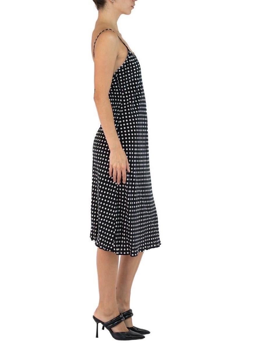 Women's Morphew Collection Black & White Polka Dot Cold Rayon Bias  Slip Dress Master M For Sale
