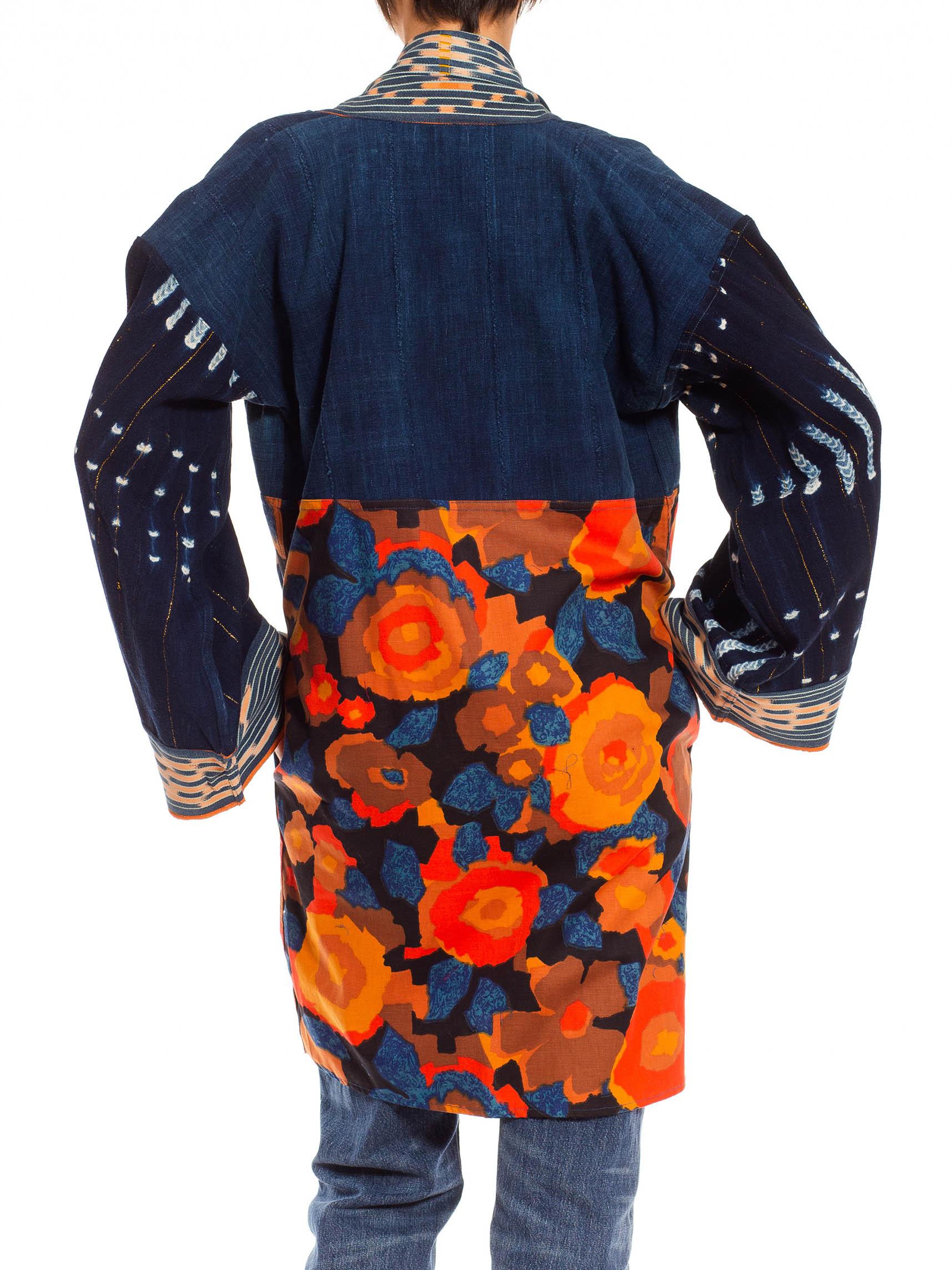 Morphew Collection - Tissu en coton bleu et orange vintage africain cyclisé, collection Indig en vente 2