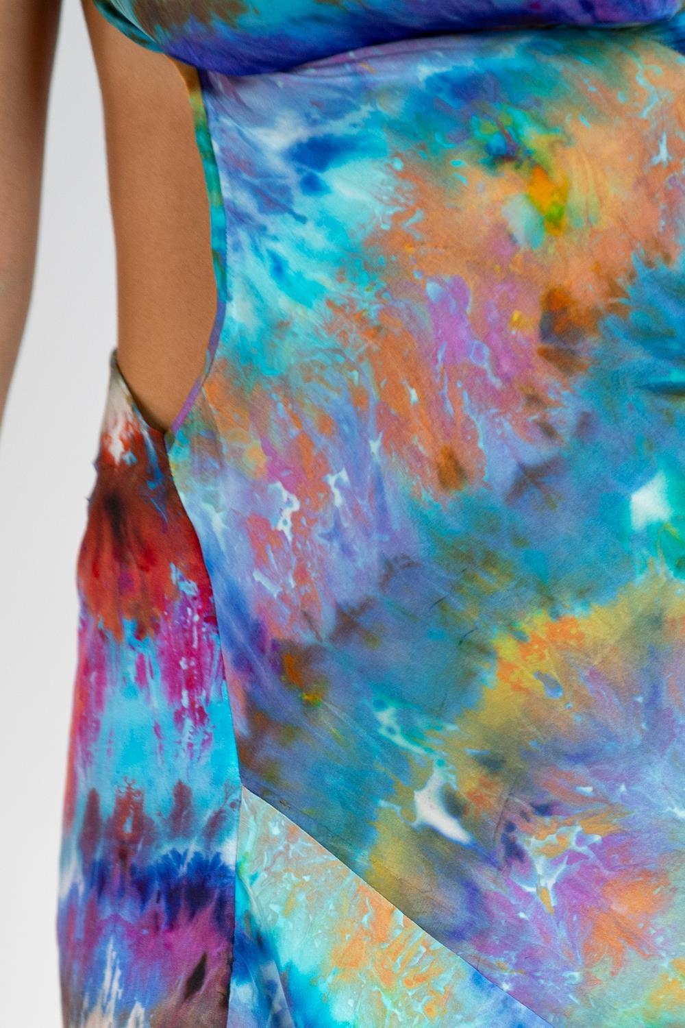 Morphew Collection Blue, Orange & Purple Silk Ice Dyed Dress For Sale 4