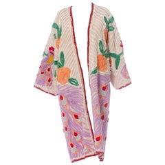 Morphew Collection Blush Pink Cotton Chenille Purple Peacock Duster