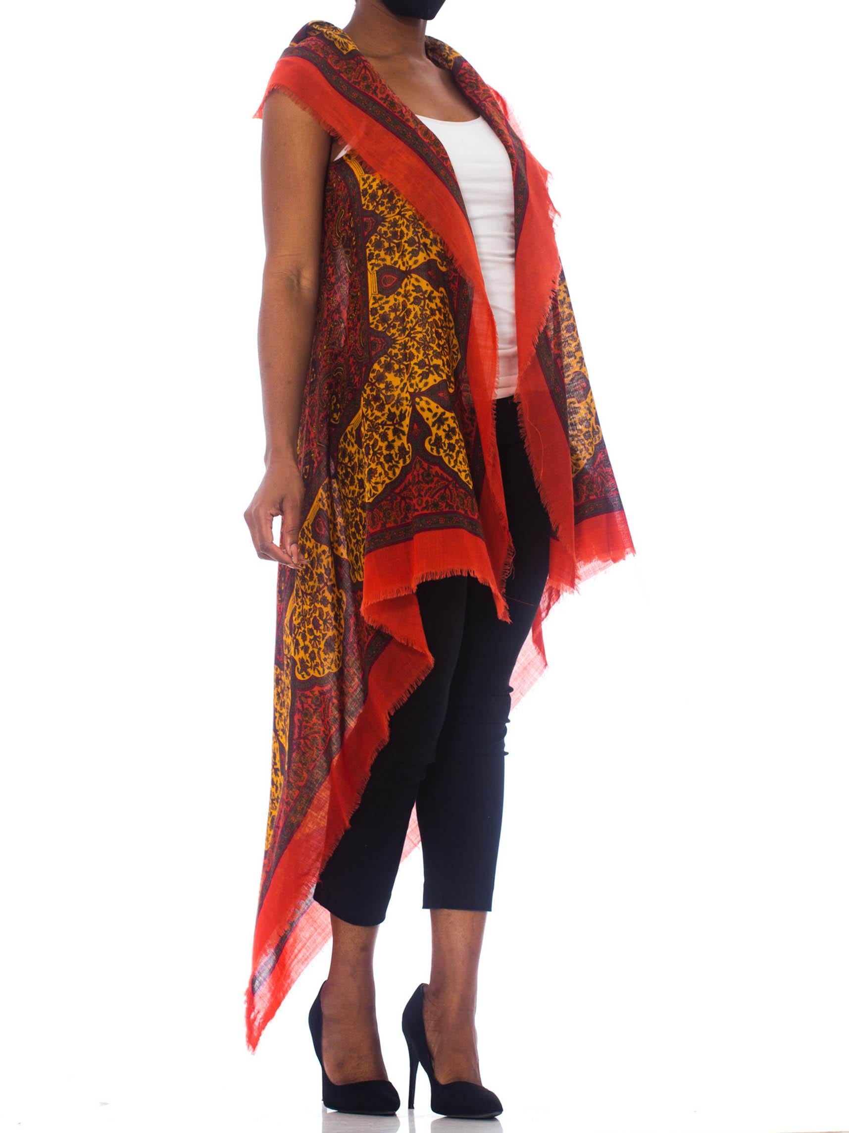 MORPHEW COLLECTION Boho Hooded Vest Made From 1970'S Paisley Scarf 2