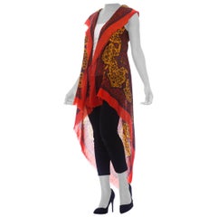 MORPHEW COLLECTION Boho Hooded Vest Made From 1970'S Paisley Scarf
