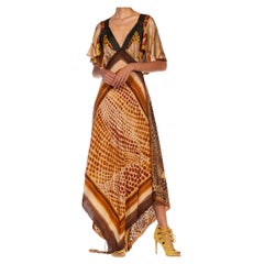 MORPHEW COLLECTION Brown 
Black Multi  Silk Twill 3-Scarf Leopard Status Print