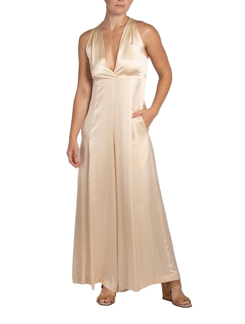 Morphew Collection Champagne Charmeuse M/L Jumpsuit Master In Excellent Condition For Sale In New York, NY