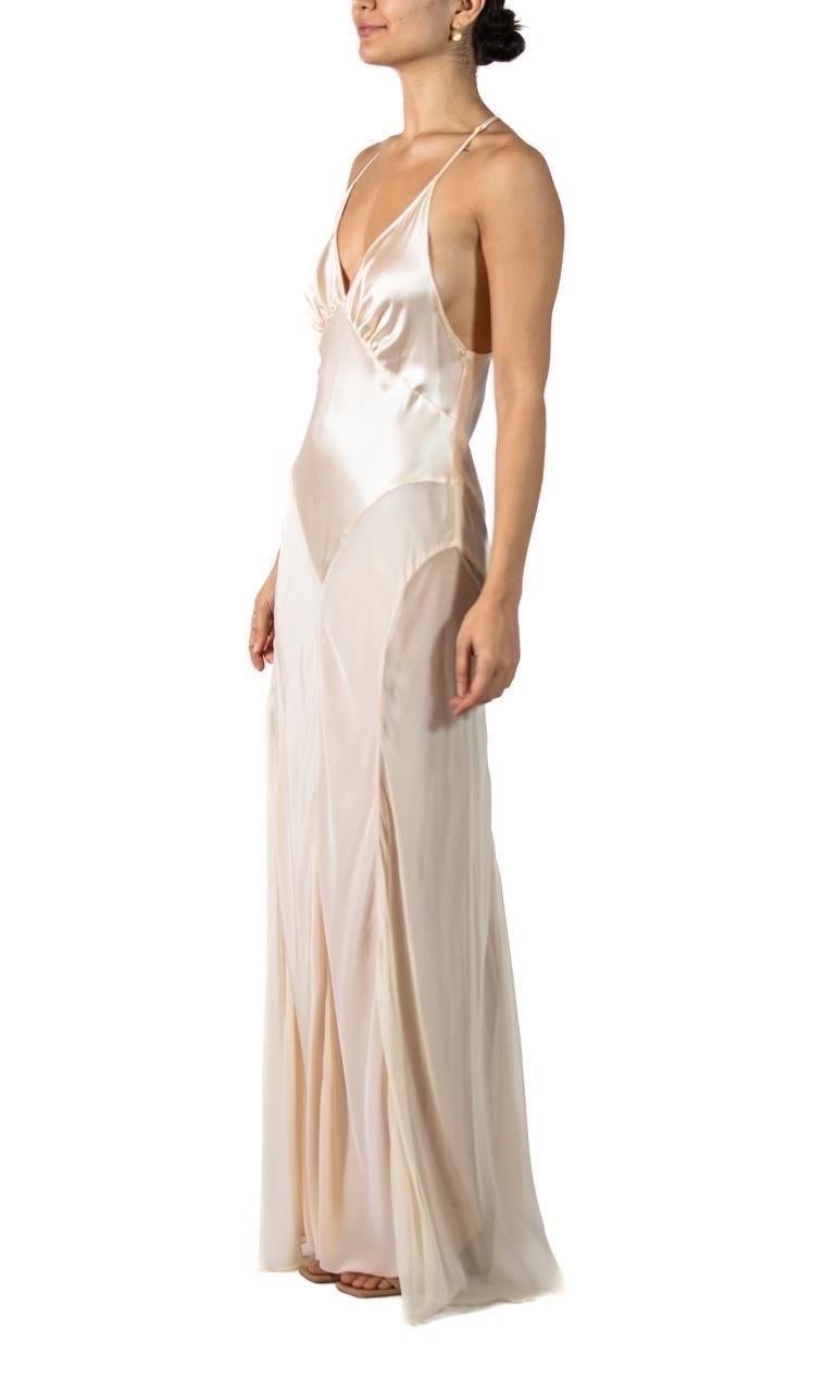 MORPHEW COLLECTION Champagne Silk Charmeuse Bias Cut Slip Gown In Excellent Condition For Sale In New York, NY