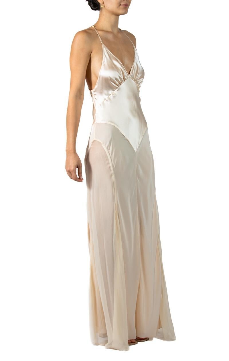 MORPHEW COLLECTION Champagne Silk Charmeuse Bias Cut Slip Gown For Sale 1