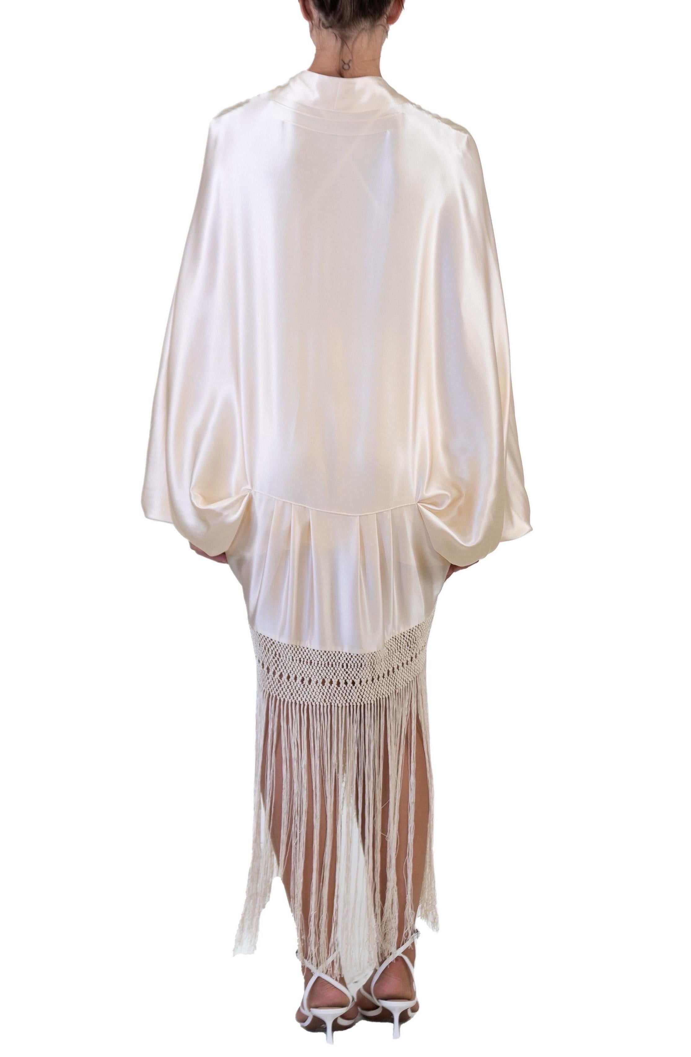 Women's MORPHEW COLLECTION Champagne Silk Charmeuse Cocoon With Fringe For Sale