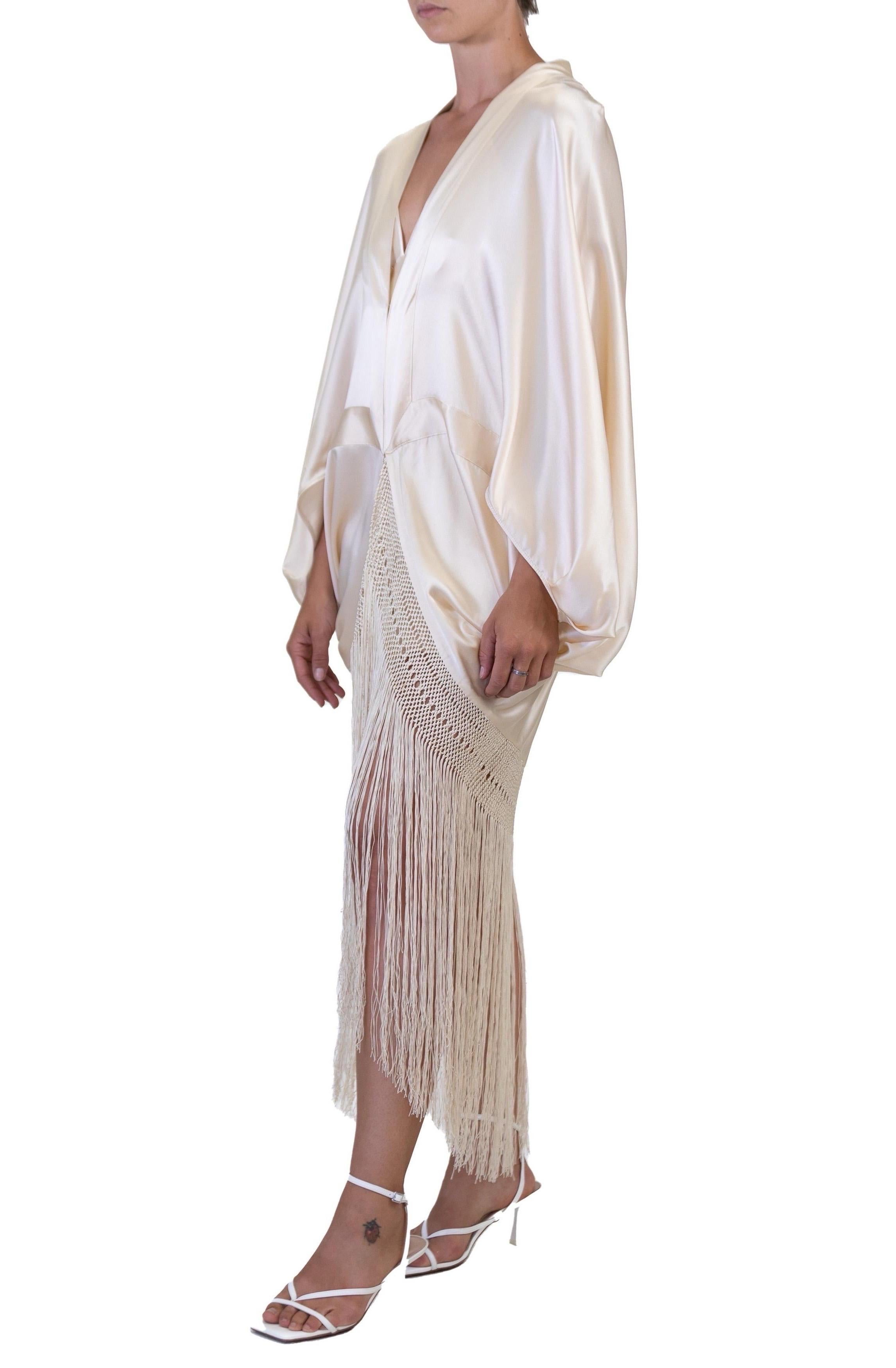 MORPHEW COLLECTION Champagne Silk Charmeuse Cocoon With Fringe For Sale 2