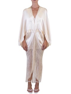 MORPHEW COLLECTION Champagne Silk Charmeuse Cocoon With Fringe