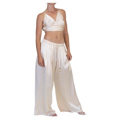 MORPHEW COLLECTION Champagne Silk Charmeuse Oversized Box Pleat Pants