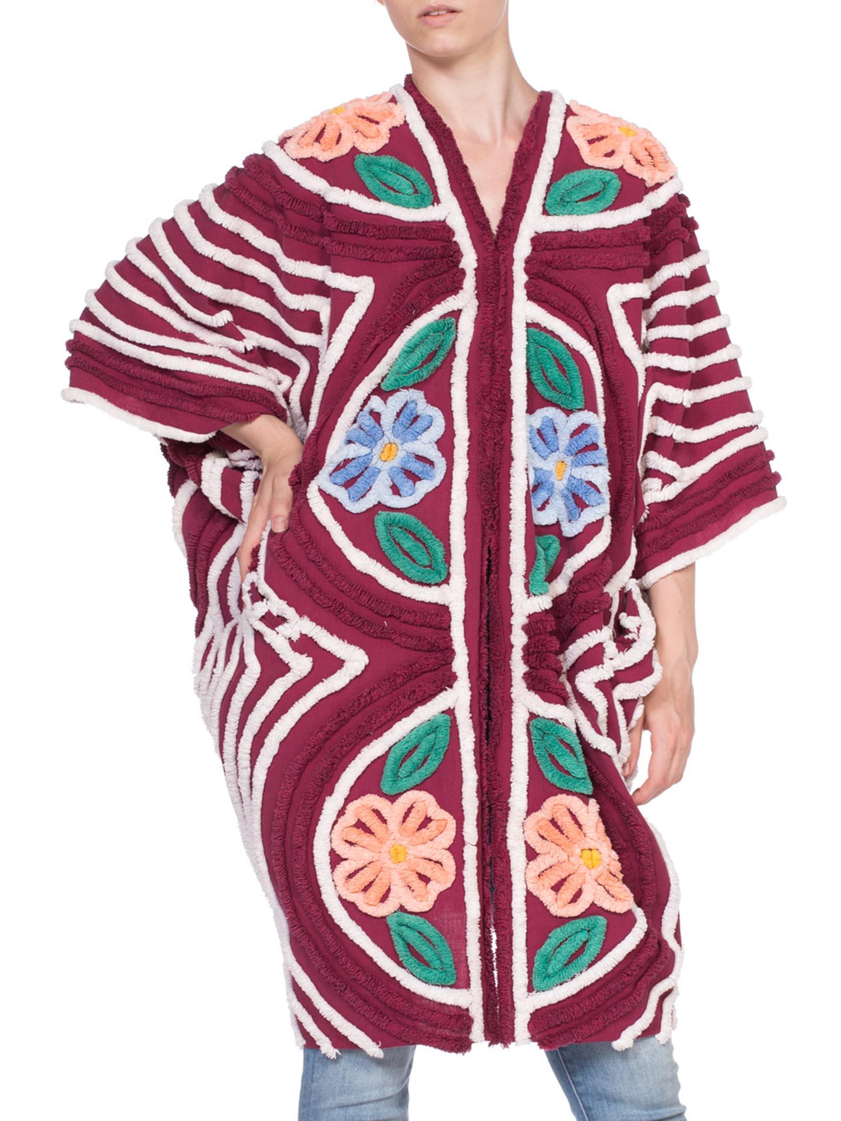 Maroon Floral Cotton Chenille Beach Cocoon 3