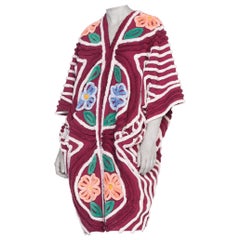 Maroon Floral Cotton Chenille Beach Cocoon