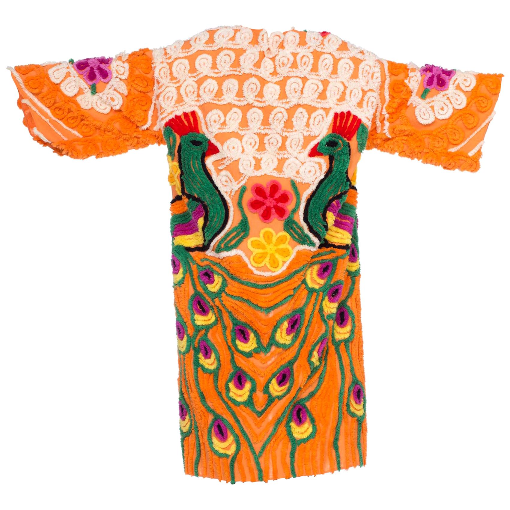 Morphew Collection Cotton Chenille Orange Peacock Beach Robe