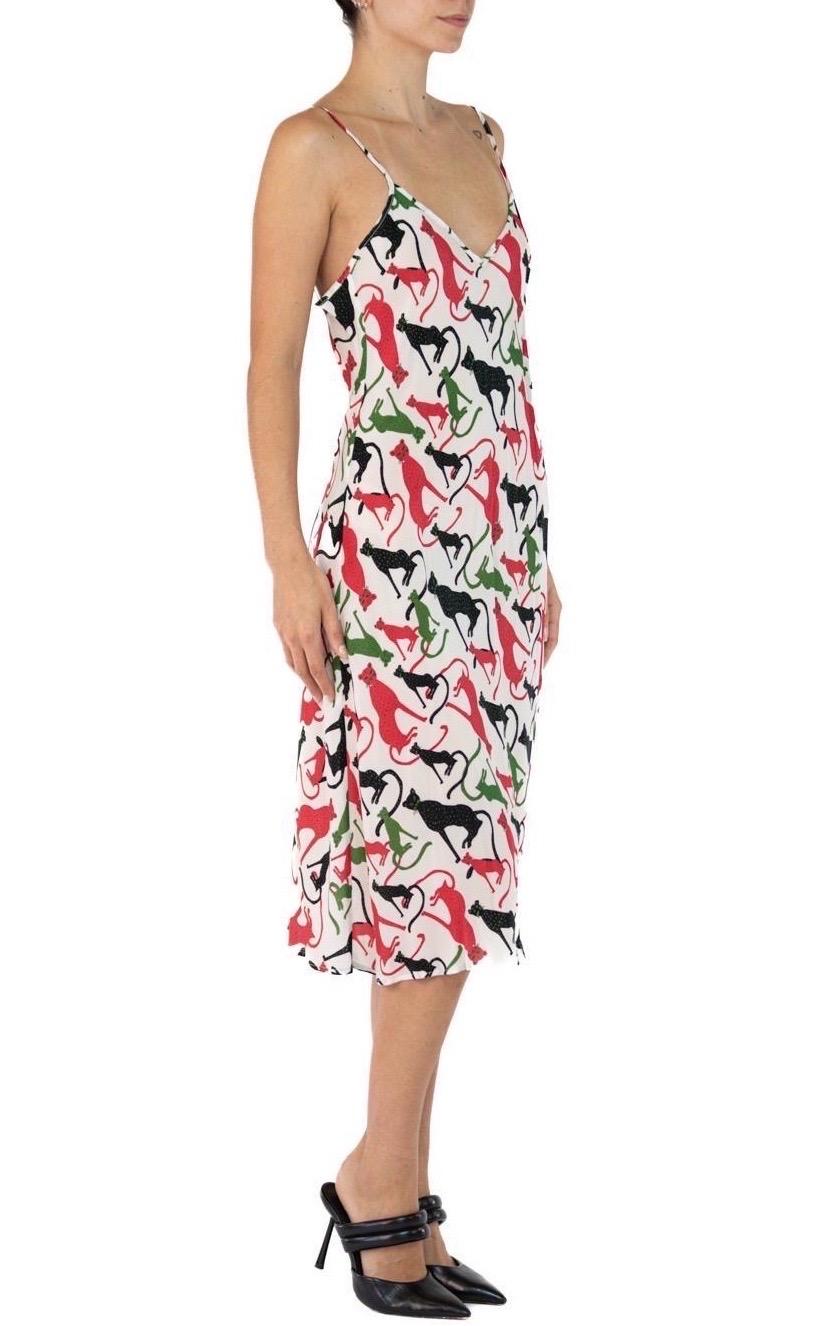 Women's Morphew Collection Cream, Black & Red Cheetah Novelty Print Cold Rayon Bias Max For Sale
