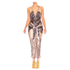 MORPHEW COLLECTION Cream 
Black Silk Sagittarius One Scarf Dress Made From A V