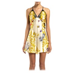 MORPHEW COLLECTION Cream & Black Silk Twill VERSACE Jungle Print Scarf Mini Coc