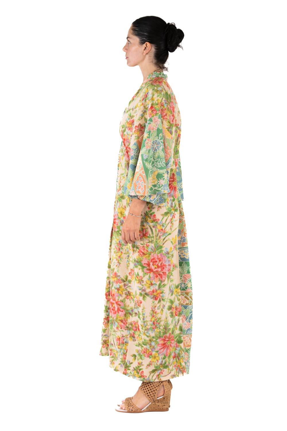 MORPHEW COLLECTION Cremefarbener japanischer Kimono aus Seide mit Blumendruck im Angebot 6
