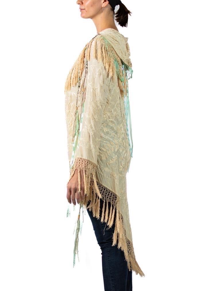 MORPHEW COLLECTION Cream Hand Embroidered Silk Fringed Shawl
MORPHEW COLLECTION is made entirely by hand in our NYC Ateliér of rare antique materials sourced from around the globe. Our sustainable vintage materials represent over a century of