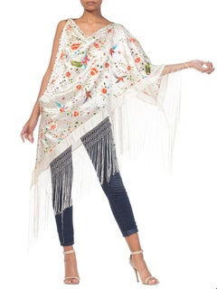 MORPHEW COLLECTION Cremefarbenes handbesticktes One-Shoulder- oder Träger-Top aus Seiden-Satin