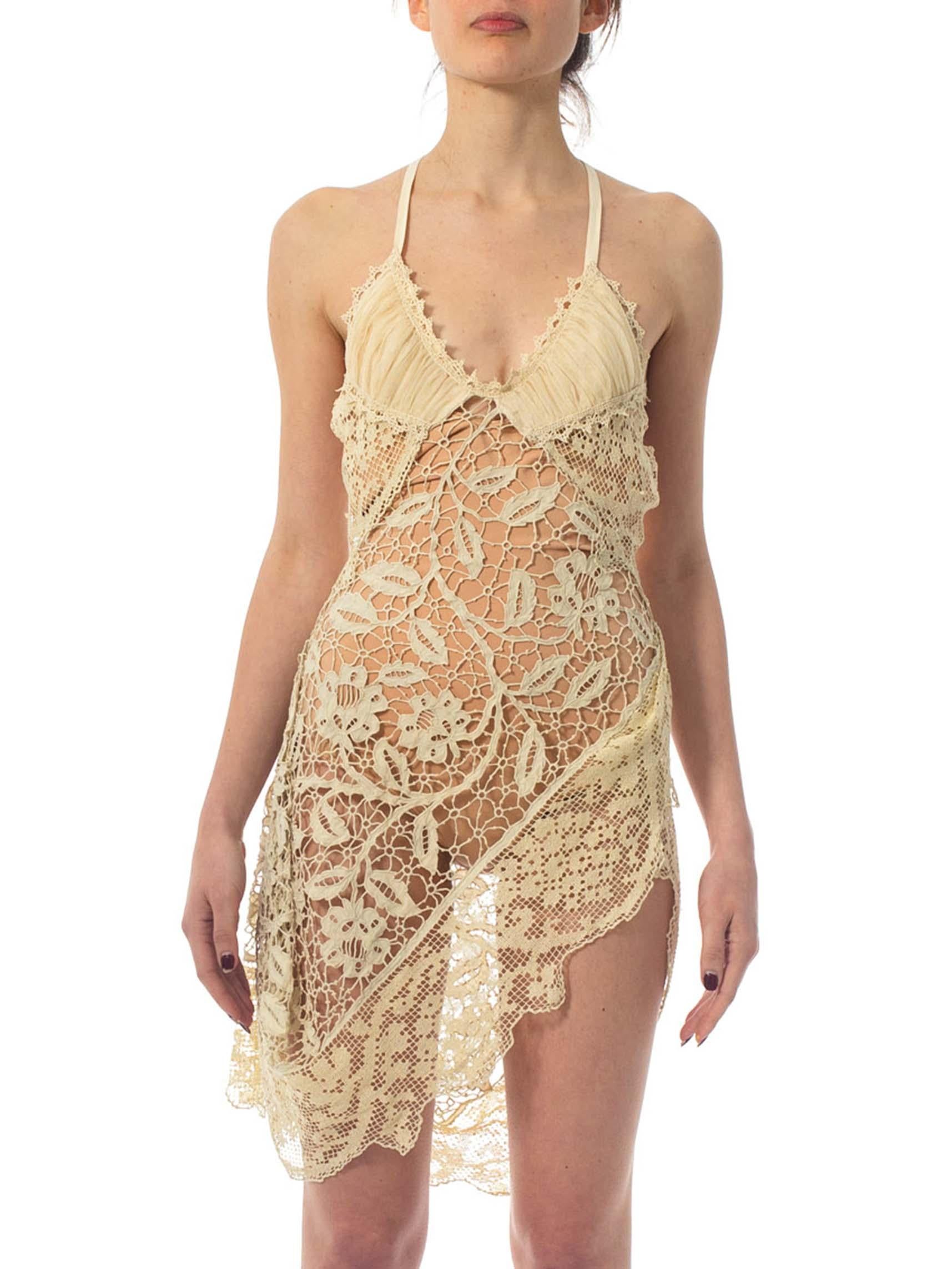 MORPHEW COLLECTION Creme Dress Made From 100 Year Old Handmade Lace
MORPHEW COLLECTION is made entirely by hand in our NYC Ateliér of rare antique materials sourced from around the globe. Our sustainable vintage materials represent over a century of