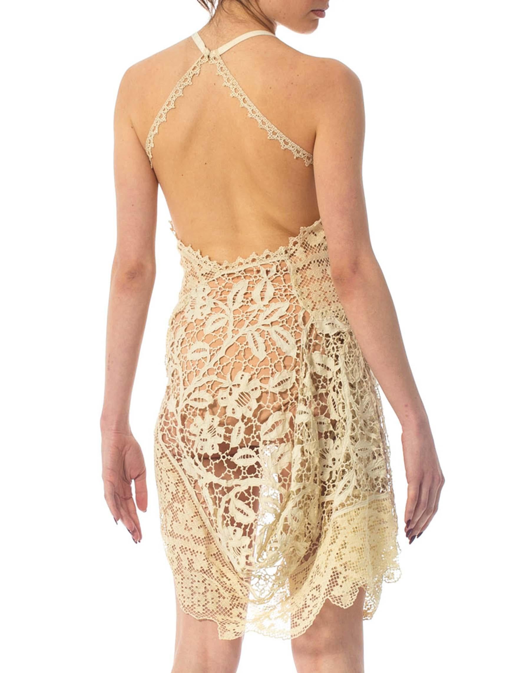 Women's MORPHEW COLLECTION Creme Dress Made From 100 Year Old Handmade Lace For Sale