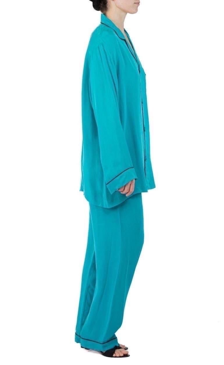 Pajamas Morphew Collection sarcelle foncée avec bordure indigo en vente 1