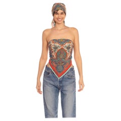 Morphew Collection Deep Coral Cotton Voile With Woven Lurex Head Scarf Multi Co