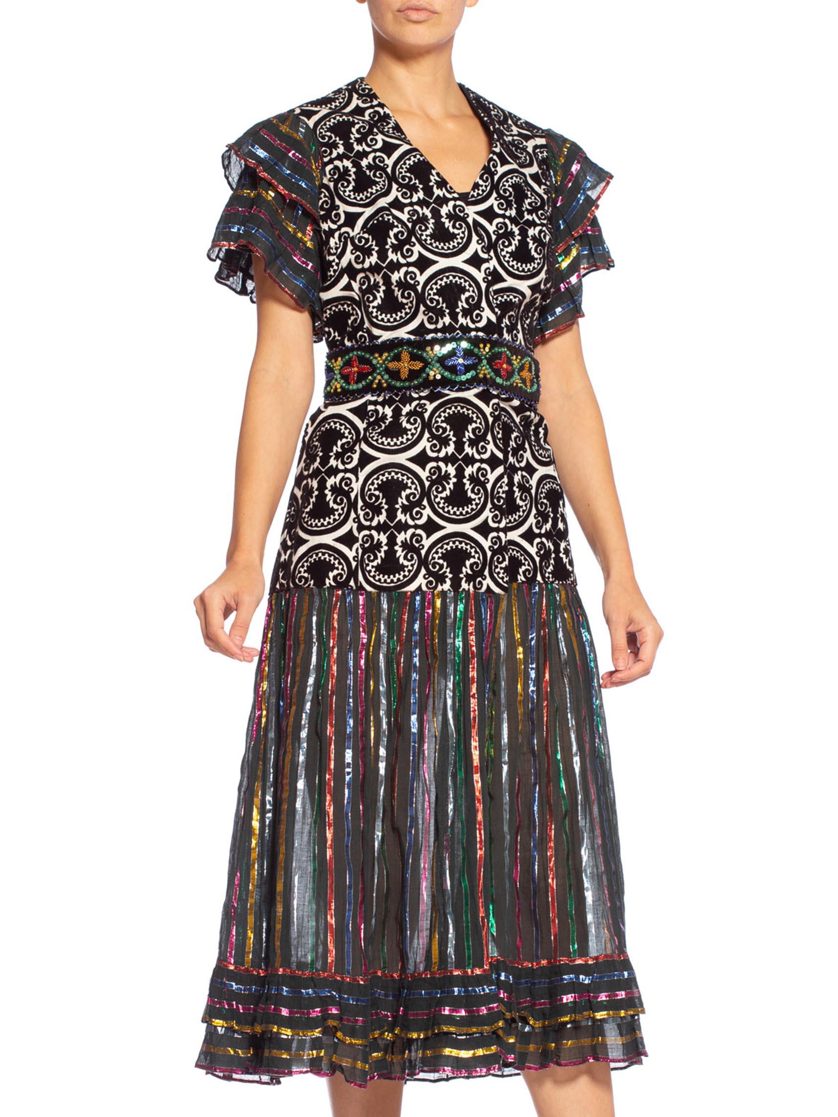 Women's MORPHEW COLLECTION Duster Wrap Dress Made From 70'S Lurex & Velvet Fabrics With For Sale