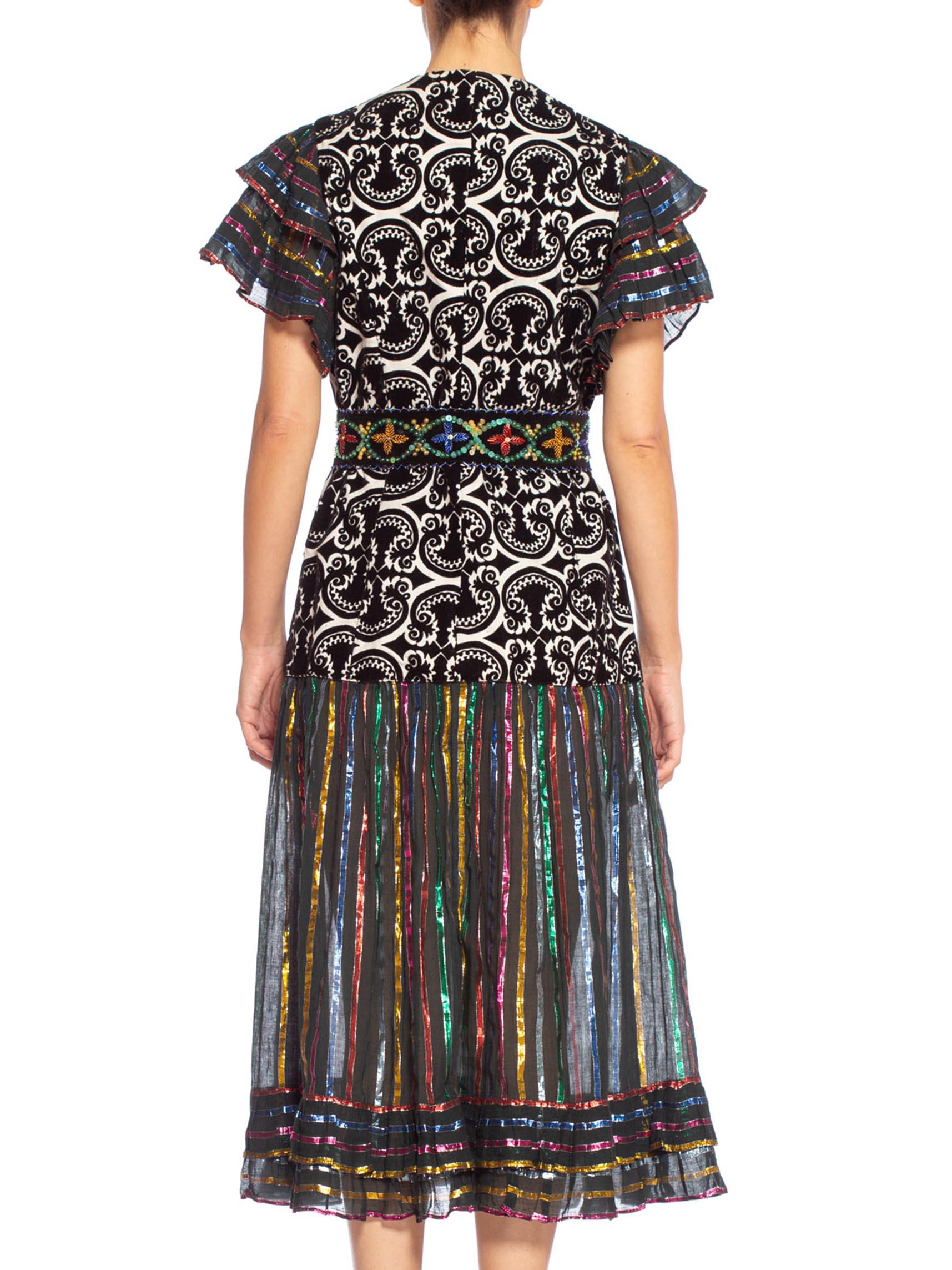 MORPHEW COLLECTION Duster Wrap Dress Made From 70'S Lurex & Velvet Fabrics With For Sale 1