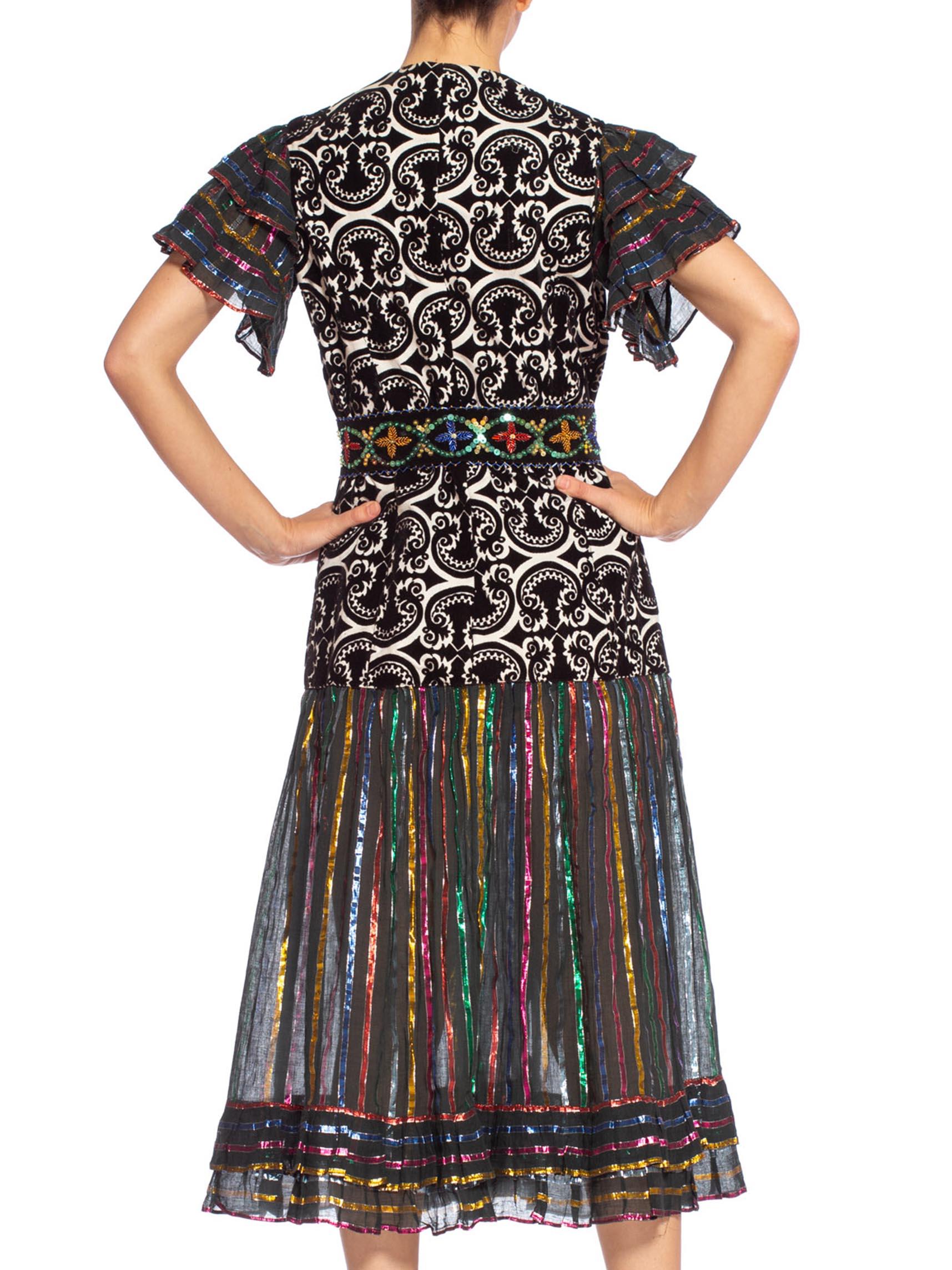 MORPHEW COLLECTION Duster Wrap Dress Made From 70'S Lurex & Velvet Fabrics With For Sale 2