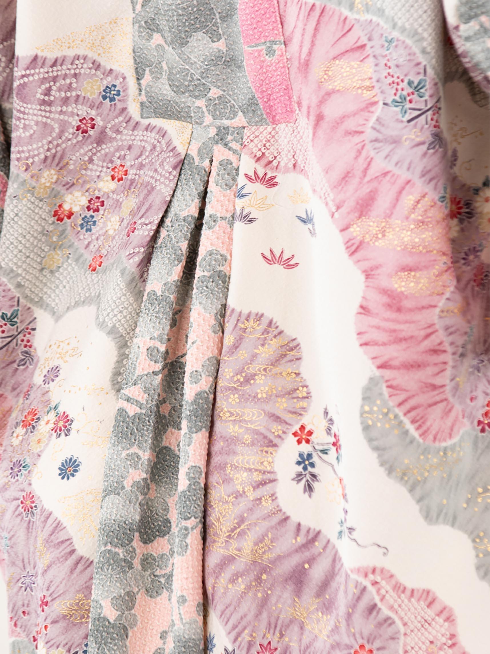 MORPHEW COLLECTION Dusty Purple Floral Print Japanese Kimono Silk Kaftan For Sale 6
